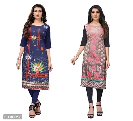 Reliable Crepe Printed Straight Kurta For Women- Pack Of 2