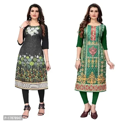 Reliable Crepe Printed Straight Kurta For Women- Pack Of 2