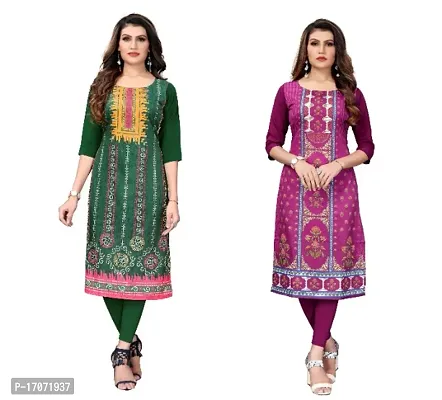 Reliable Crepe Printed Straight Kurta For Women- Pack Of 2