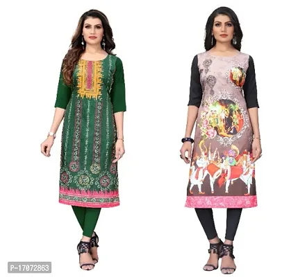 Reliable Crepe Printed Straight Kurta For Women- Pack Of 2