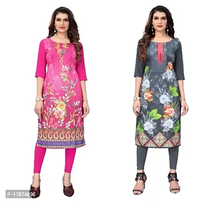 Reliable Crepe Printed Straight Kurta For Women- Pack Of 2-thumb0