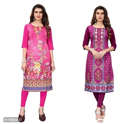 Reliable Crepe Printed Straight Kurta For Women- Pack Of 2