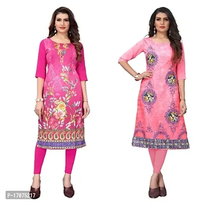 Reliable Crepe Printed Straight Kurta For Women- Pack Of 2-thumb0