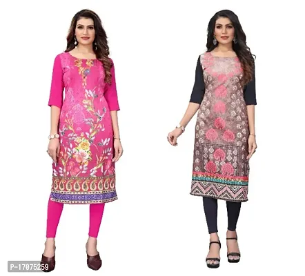 Reliable Crepe Printed Straight Kurta For Women- Pack Of 2-thumb0