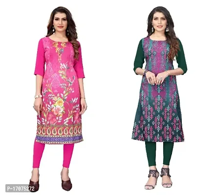 Reliable Crepe Printed Straight Kurta For Women- Pack Of 2