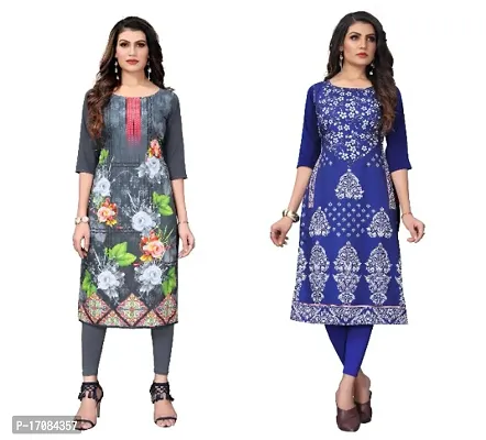 Reliable Crepe Printed Straight Kurta For Women- Pack Of 2-thumb0