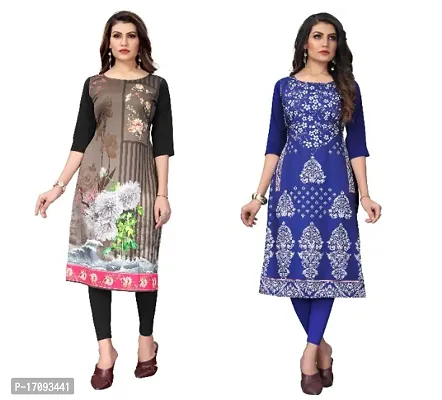 Reliable Crepe Printed Straight Kurta For Women- Pack Of 2-thumb0