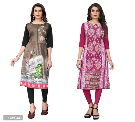 Reliable Crepe Printed Straight Kurta For Women- Pack Of 2