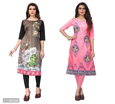 Reliable Crepe Printed Straight Kurta For Women- Pack Of 2