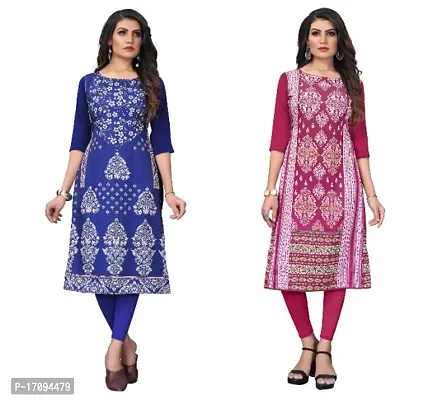 Reliable Crepe Printed Straight Kurta For Women- Pack Of 2-thumb0