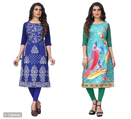 Reliable Crepe Printed Straight Kurta For Women- Pack Of 2