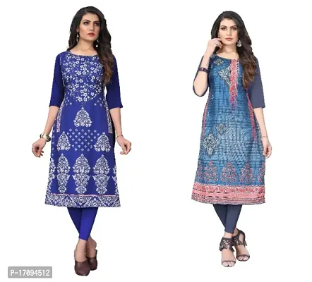 Reliable Crepe Printed Straight Kurta For Women- Pack Of 2-thumb0