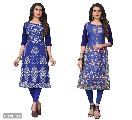 Reliable Crepe Printed Straight Kurta For Women- Pack Of 2