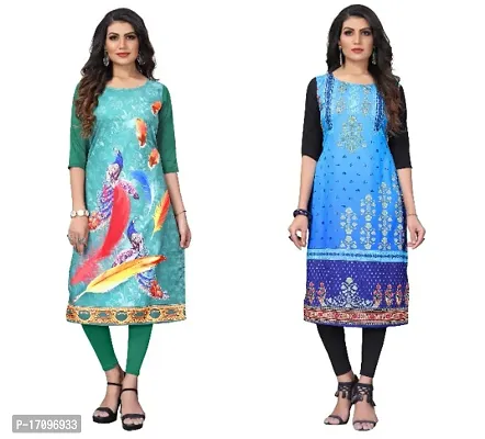 Reliable Crepe Printed Straight Kurta For Women- Pack Of 2-thumb0