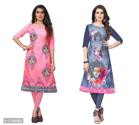 Reliable Crepe Printed Straight Kurta For Women- Pack Of 2