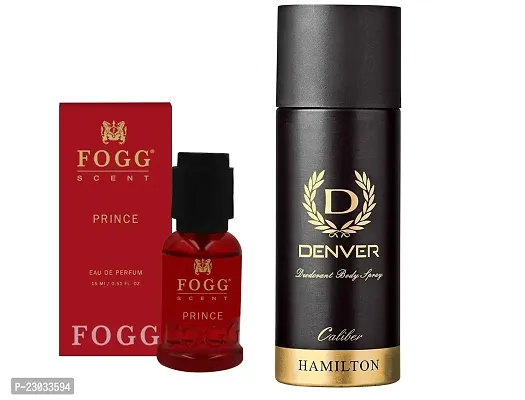 Prince Spray Perfume 15Ml And Caliver Body Deo 50Ml All Day Freshness Small Pack 48Hr Freshness (Pack Of 2-65ml)