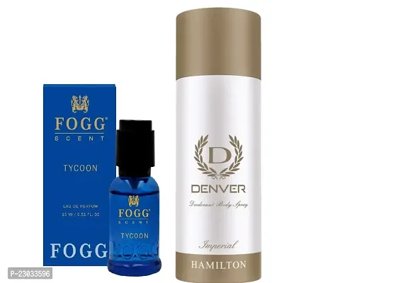 Tycoon Spray Perfume 15Ml And Imperial Body Deo 50Ml All Day Freshness Small Pack 48Hr Freshness (Pack Of 2-65ml)