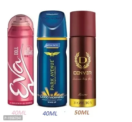 DENVER Honour 50ml+park avenue 40 ml+ doll 40ml=130 Deo Deodorant Spray - For Men  (130ml pack of 3)