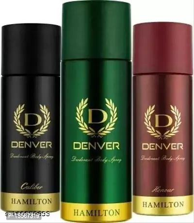 DENVER Hamilton 165ml, Caliber 50ml and Honour 50ml Combo Deodorant Spray - For Men  (265ml, Pack of 3)-thumb0