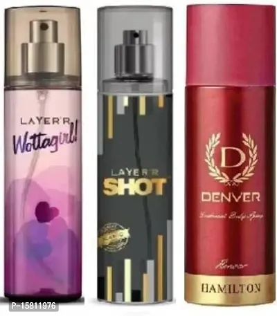 LAYER'R secret crush 60ml and shot iconic 50ml and honour 50ml Deodorant Spray - For Men  Women  (160 ml, Pack of 3)-thumb0