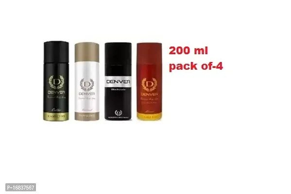 DENVER Hamilton Honour 50ml Pack 4 Deodorant Spray - For Men (200 ml, Pack of 4) black + white +red+black.code )Deodorant for Men