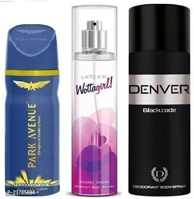 PARK AVENU GOOD MORNING 40ML WOTTAGIRL 60ML DENVER BLACK CODE 50ML -UNISEX FRESHNESS PERFUME