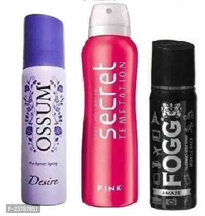 OSSUM DESIRE 25MLSECRET PINK 50ML FOGG AMAZE 25ML-UNISEX BODY FRESHNESS SPRAY-thumb0