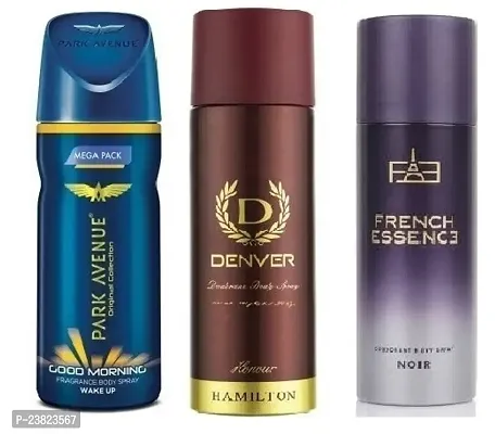 PARK AVENU GOOD MORNING 40ML DENVER HONOUR 50ML FRENC NOIR 50ML - UNISEX BODY PERFUME-thumb0