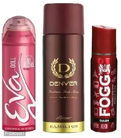 EVA DOLL 40ML DENVER HONOUR 50ML FOGG DASH 25ML - UNISEX BODY SPRAY