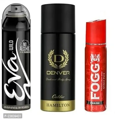 EVA WILD 40ML DENVER CALIBER 50ML FOGG CHARM 25ML - UNISEX BODY PEFUME