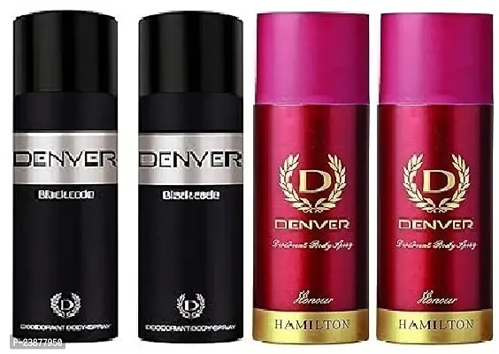 Denver black code 50ml 2 pics  honour 50ml 2 pics Deodorant Body Spray -for men -women (200ml,pack of4)-thumb0