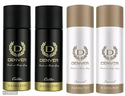Denver caliber 50ml 2pics  imperial 50ml 2 pics  Deodorant Body Spray  -for men-women ( 200ml,pack of 4)