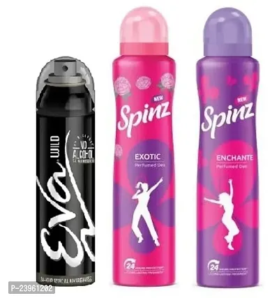 eva wild 40ml Spinz Exotic 50ml   Enchante 50ml  Perfumed freshness  Deodrants For Women(140ml pack of 3)-thumb0