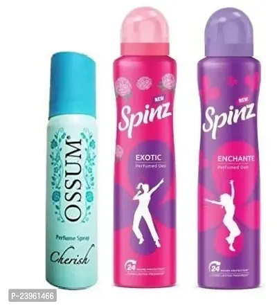 OSSUM cherish 25ml Spinz Exotic 50ml  Enchante 50ml Perfumed Deodrants For Women ( pack of 3)-thumb0