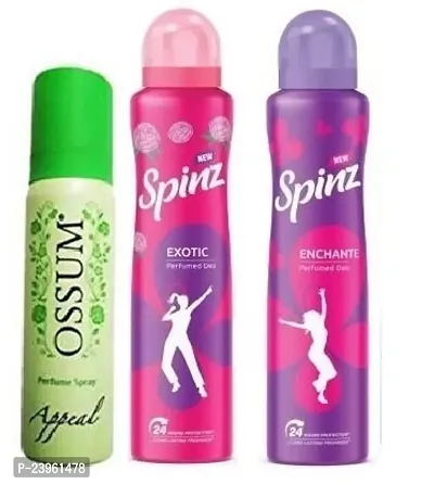 OSSUM appeal 25ml Spinz Exotic 50ml   Enchante 50ml  Perfumed Deodrants For Women( pack of 3)-thumb0