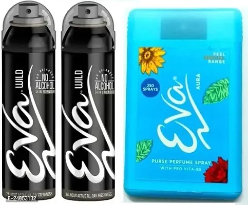 EVA WILD 40ML+40ML- AURA 18ML -Deodorant Spray - For Women ( PACK OF 3)