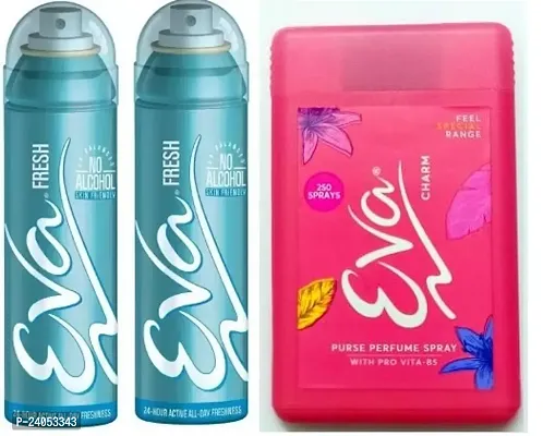 EVA FRESH 40ML +40ML - CHARM 18ML-Deodorant Spray - For Women ( 98ML, PACK OF 3)