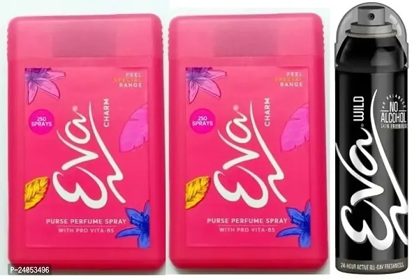 EVA CHARM 18ML+18ML-WILD 40ML-Deodorant Spray - For Women( 98ML,PACK OF 3)