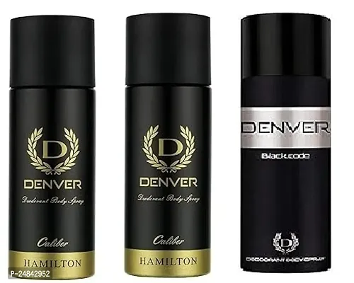 DENVER CALIBER 50ML 2PICS  BLACK CODE 50ML- Deodorant Spray - For Men ( 150ML) PACK OF 3