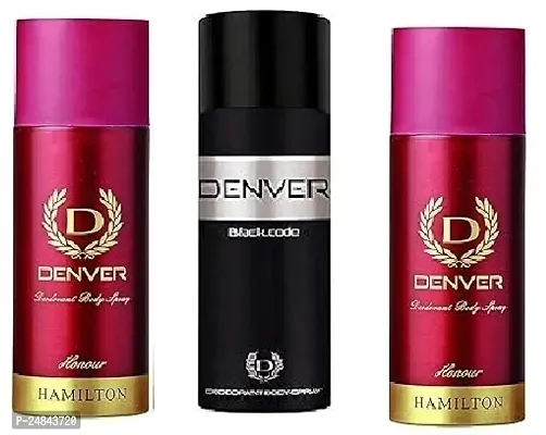 DENVER HONOUR 50ML  BLACK CODE 50ML -HONOUR 50ML- Deodorant Spray - For Men ( 150ML ) PACK OF 3