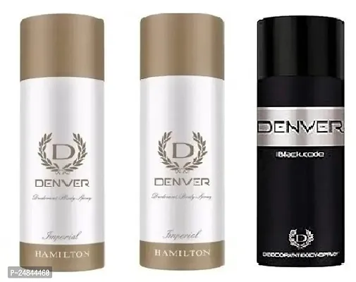 DENVER IMPERIAL 50ML 2PICS  BLACK CODE 50ML- Deodorant Spray - For Men ( 200ML )  PACK OF 3