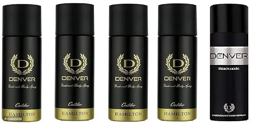 DENVER CALIBER 50ML 4PICS    BLACK CODE 50ML _Deodorant Spray - For Men ( 250ML ) PACK OF 5