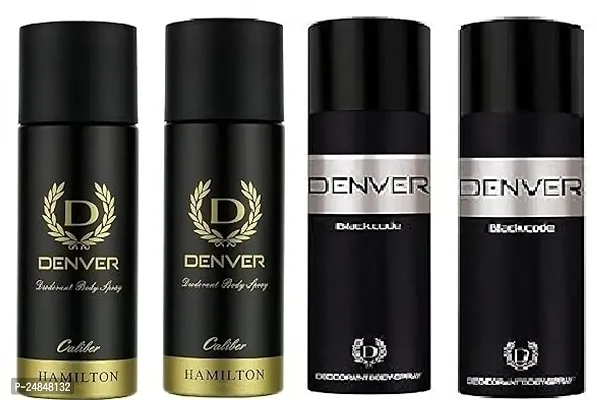 DENVER CALIBER 5OML 2PICS   BLACK CODE 50ML 2PICS  - Deodorant Spray - For Men  ( 200ML ) PACK OF 4