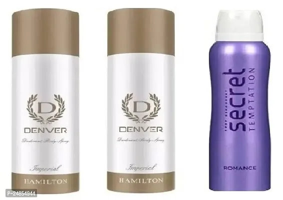 DENVER IMPERIAL 50ML  2PICS  -SECRET ROMANCE 50ML- Deodorant Spray - For Men  ( 150ML )  PACK OF 3