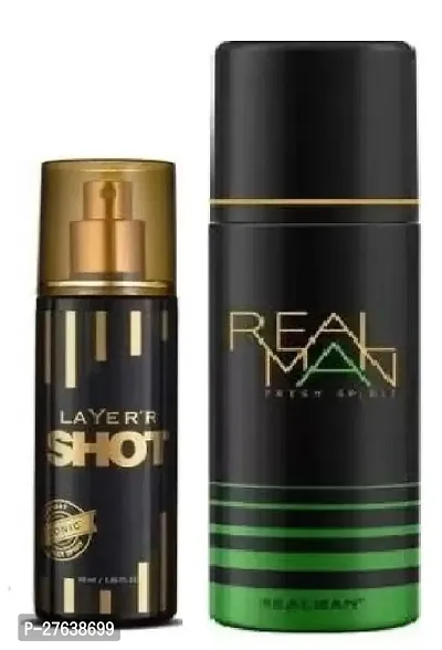 shot iconic 60ml  real men fresh active 150ml--Deodorant Spray Body Spray - For Men  Women