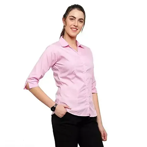 Elegant Blend Solid Shirt For Women