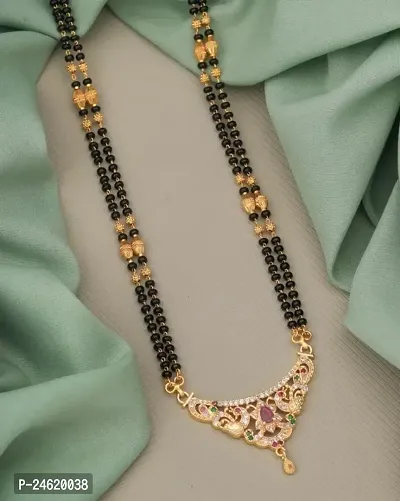 Gold Tradition Gold Plated 30 inch long Designer and Stylish alloy Mangalsutra for Women