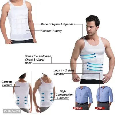 RUBS Slimming Tummy Tucker Slim & Lift Body Shaper Vest/Men's Undershirt Inner Wear to Look Slim Instantly (White/Medium)-thumb3