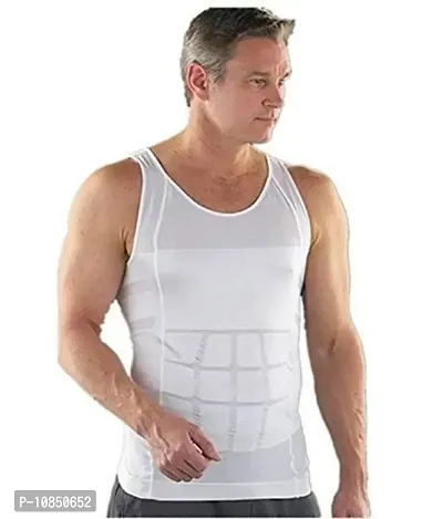 RUBS Slimming Tummy Tucker Slim & Lift Body Shaper Vest/Men's Undershirt Vest to Look Slim Instantly (XXXL, White)-thumb4