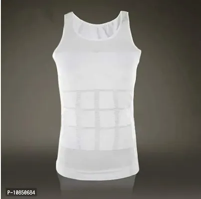 RUBS Slimming Tummy Tucker Slim and Lift Body Shaper Vest/Men's Undershirt Vest to Look Slim Instantly (S-M, White)-thumb3